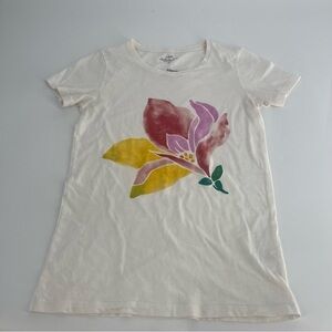 J. Crew White Flower Collector Tee Shirt Short Sleeve